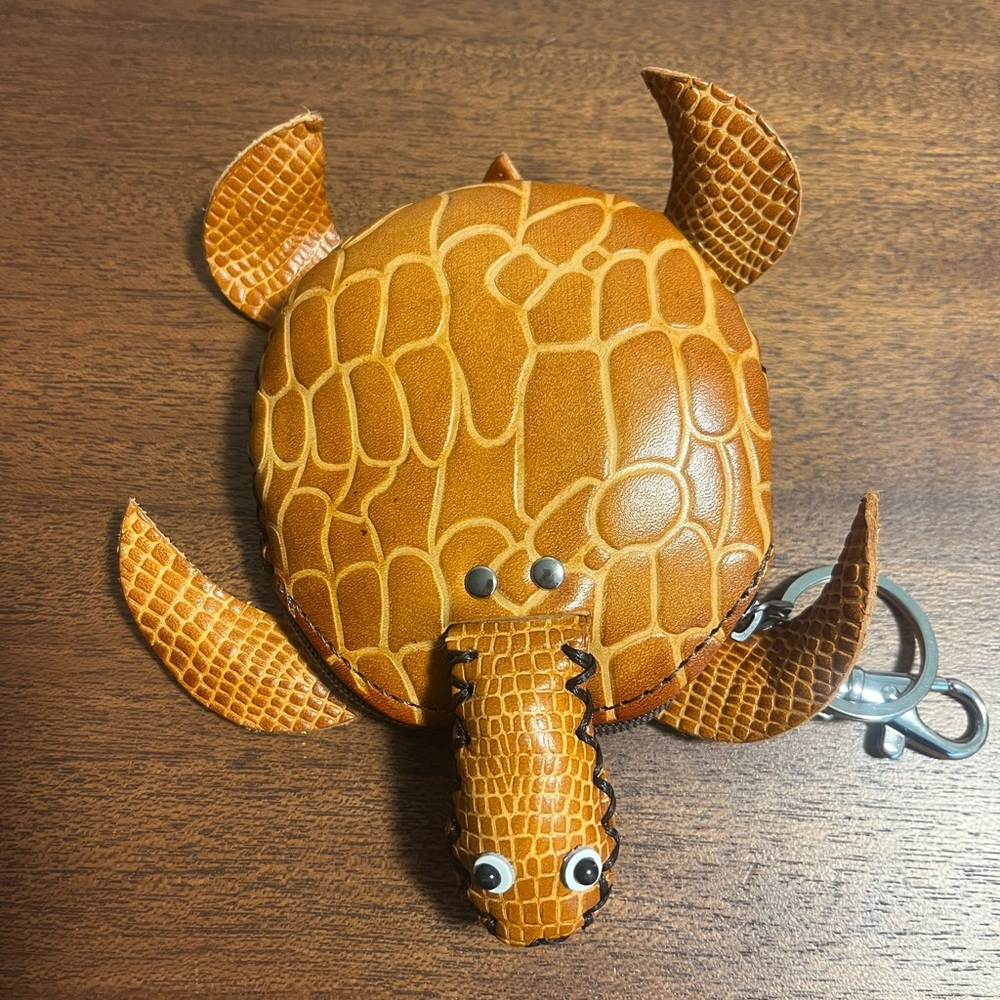 Hand crafted Brown Turtle Coin Purse